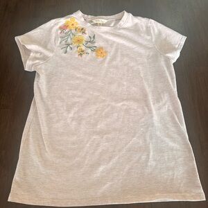 Matilda Jane Beige Tee with Yellow Floral Embroidery Size XS